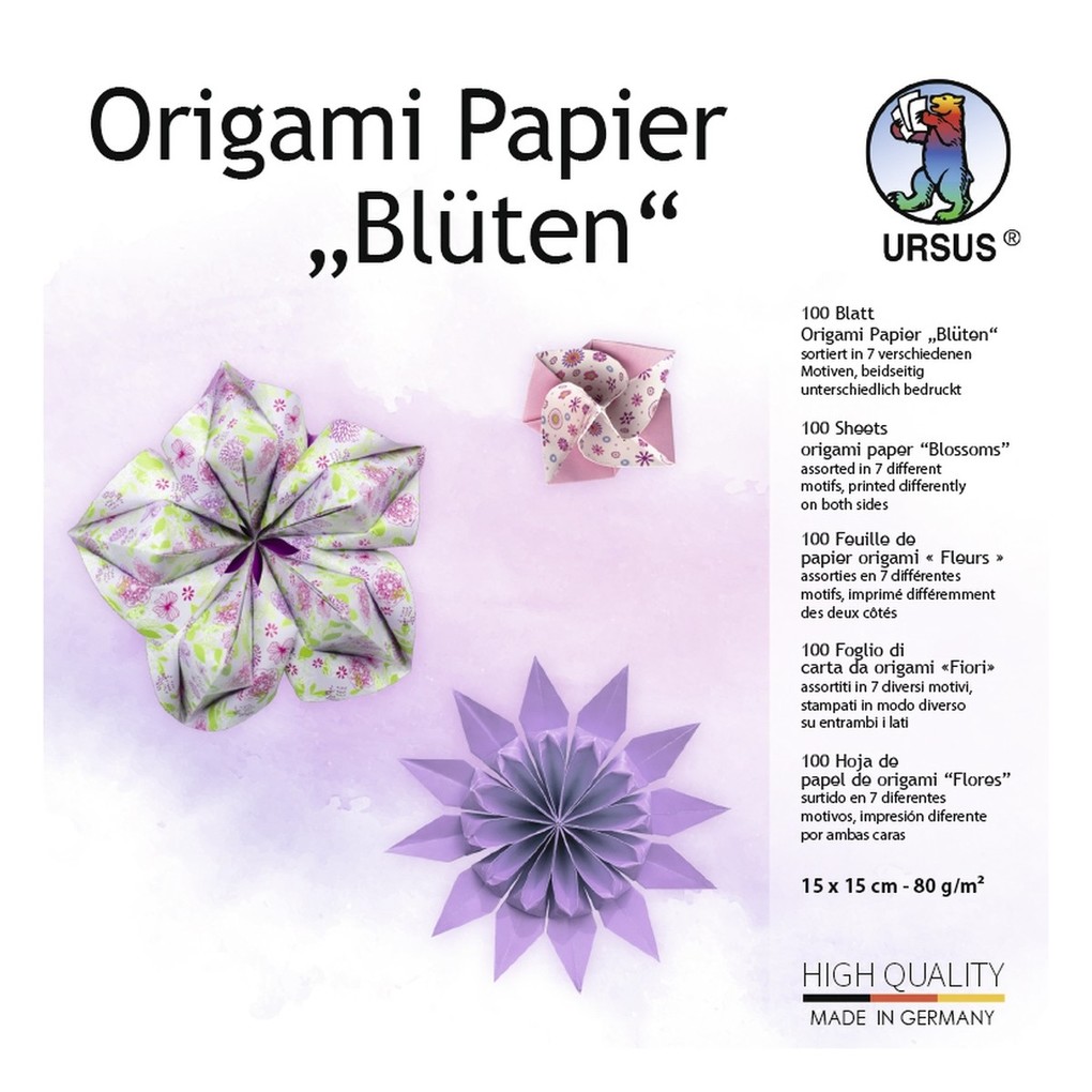 URSUS Falten Origami Papier 'Blüten' lila/rosa 100 Blatt