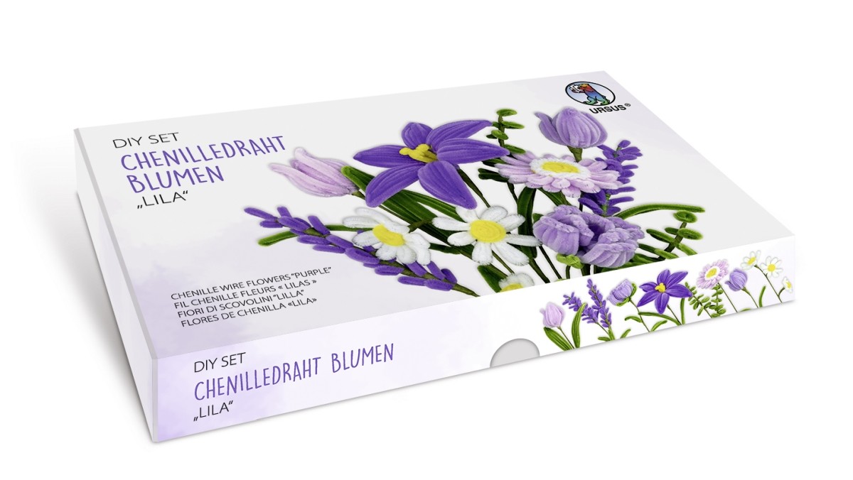 URSUS Erwachsenen-Bastelsets DIY-Set Chenilledraht Blumen 'Lila'