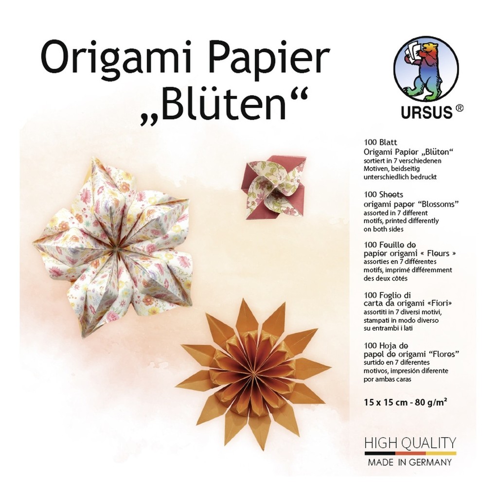 URSUS Falten Origami Papier 'Blüten' orange/rosa 100 Blatt