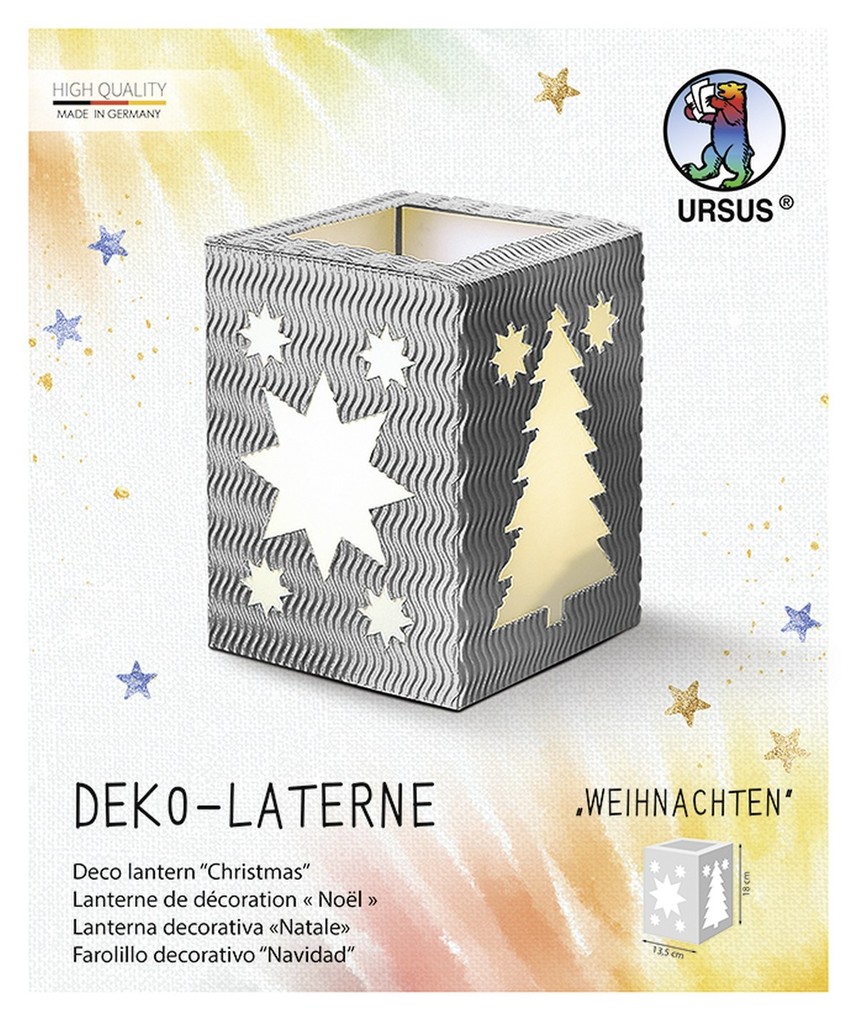 URSUS Laternenzeit Deko-Laterne 'Weihnachten' silber