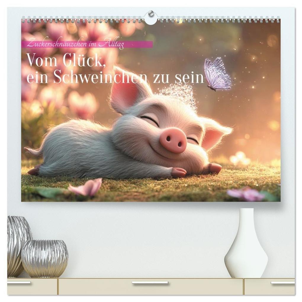 Vom Glück ein Schweinchen zu sein (hochwertiger Premium Wandkalender 2026 DIN A2 quer) Kunstdruck in Hochglanz