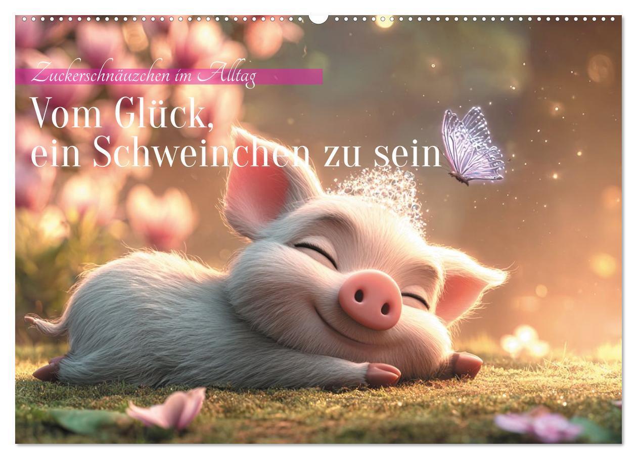 Vom Glück ein Schweinchen zu sein (Wandkalender 2026 DIN A2 quer) CALVENDO Monatskalender