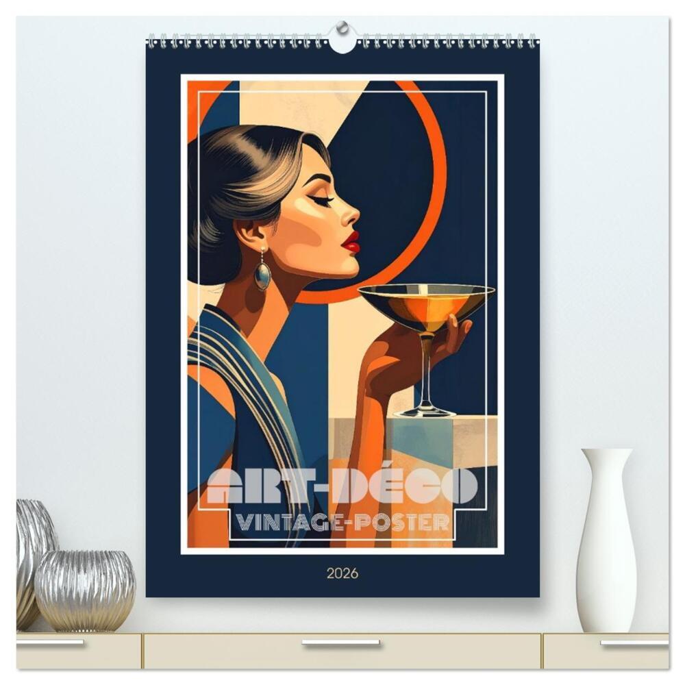 Art-Déco Vintage-Poster (hochwertiger Premium Wandkalender 2026 DIN A2 hoch) Kunstdruck in Hochglanz