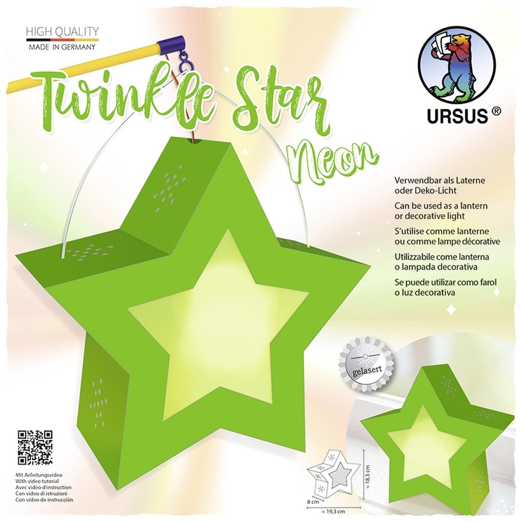 URSUS Laternenzeit Twinkle Star 'Neon' leuchtgrün