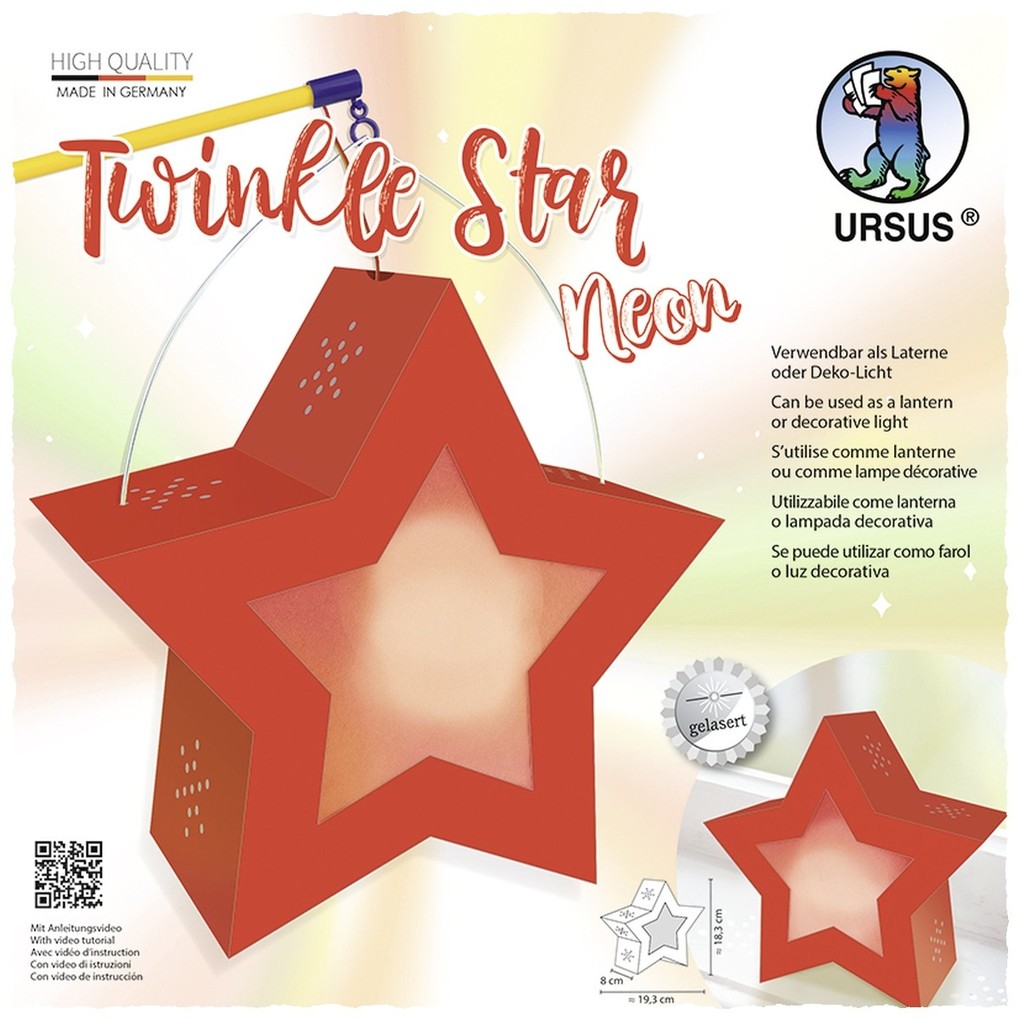 URSUS Laternenzeit Twinkle Star 'Neon' leuchtrot