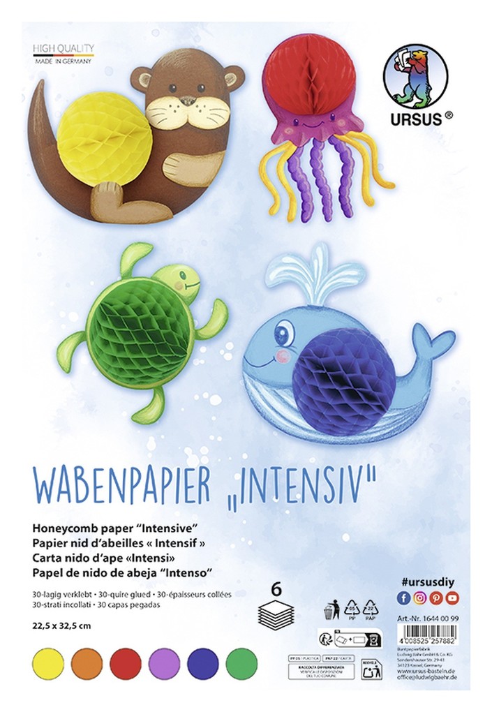 URSUS Basispapiere Wabenpapier 'Intensiv' 225 x 325 cm 6 Blatt