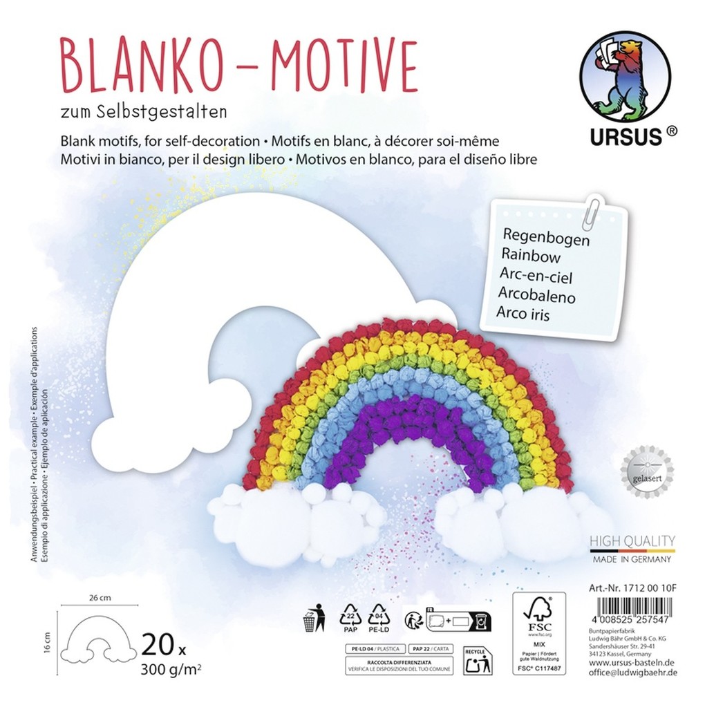URSUS Kinderbasteln Blanko-Motive 'Regenbogen' 20 Blatt