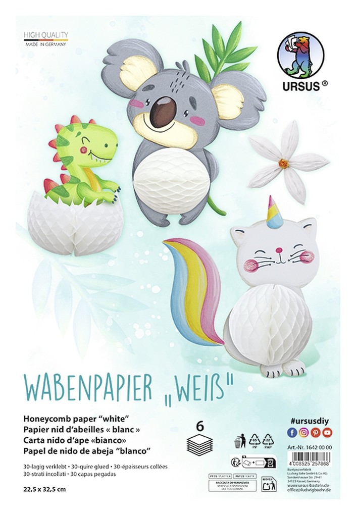 URSUS Basispapiere Wabenpapier 'Weiß' 225 x 325 cm 6 Blatt
