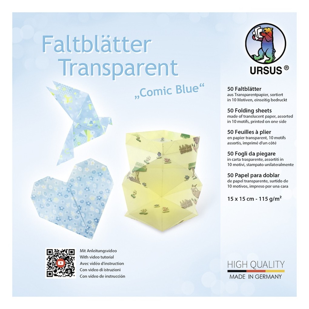 URSUS Faltblätter Faltblätter Transparent 'Comic Blue' 15 x 15 cm 50 Blatt