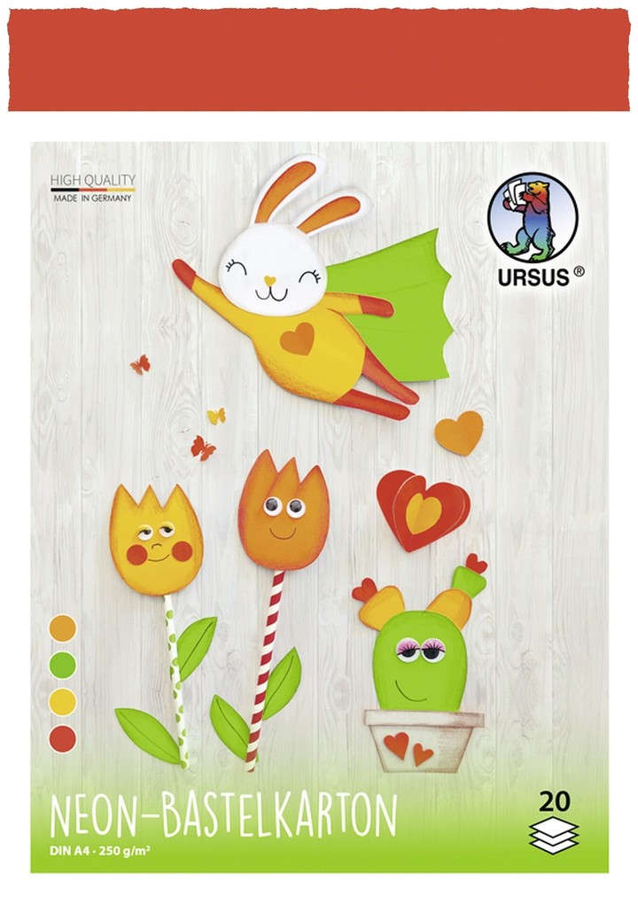 URSUS Basispapiere Neon-Bastelkarton DIN A4 20 Blatt