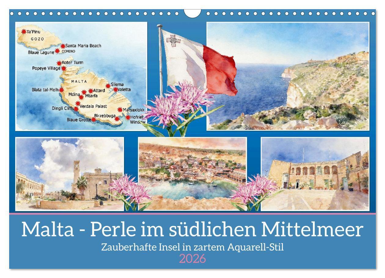Malta - Perle im südlichen Mittelmeer (Wandkalender 2026 DIN A3 quer) CALVENDO Monatskalender