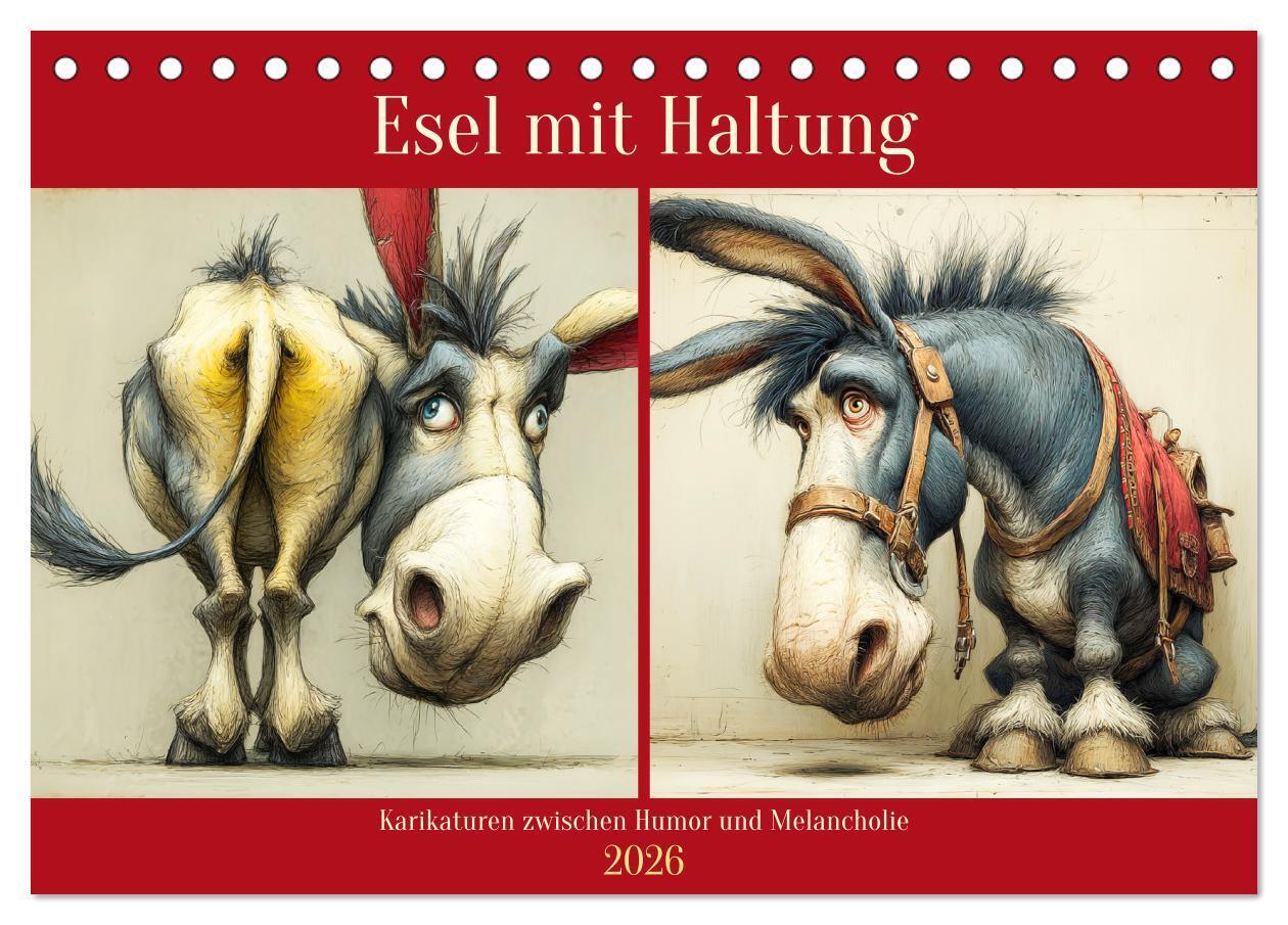 Esel mit Haltung. Karikaturen zwischen Humor und Melancholie (Tischkalender 2026 DIN A5 quer) CALVENDO Monatskalender