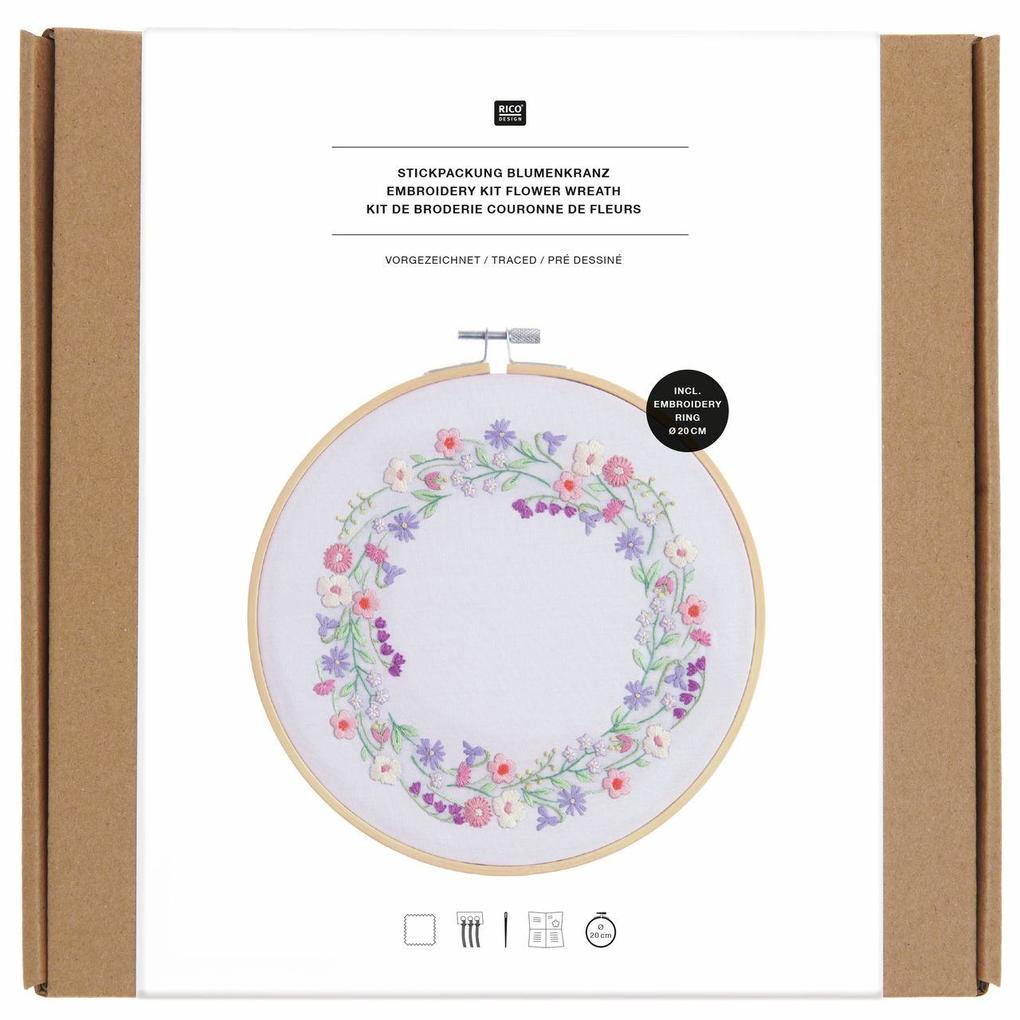 Stickpackung Vorgezeichnet Blumenkranz Ø 20 cm