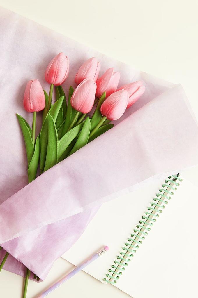 Tulpenstrauß Pink mit 7 Blüten 335cm
