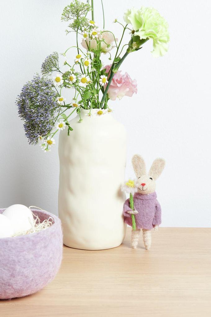 Aufhänger Filz-Hase mit Pulli und Blume Purple 14 x 6 x 3cm