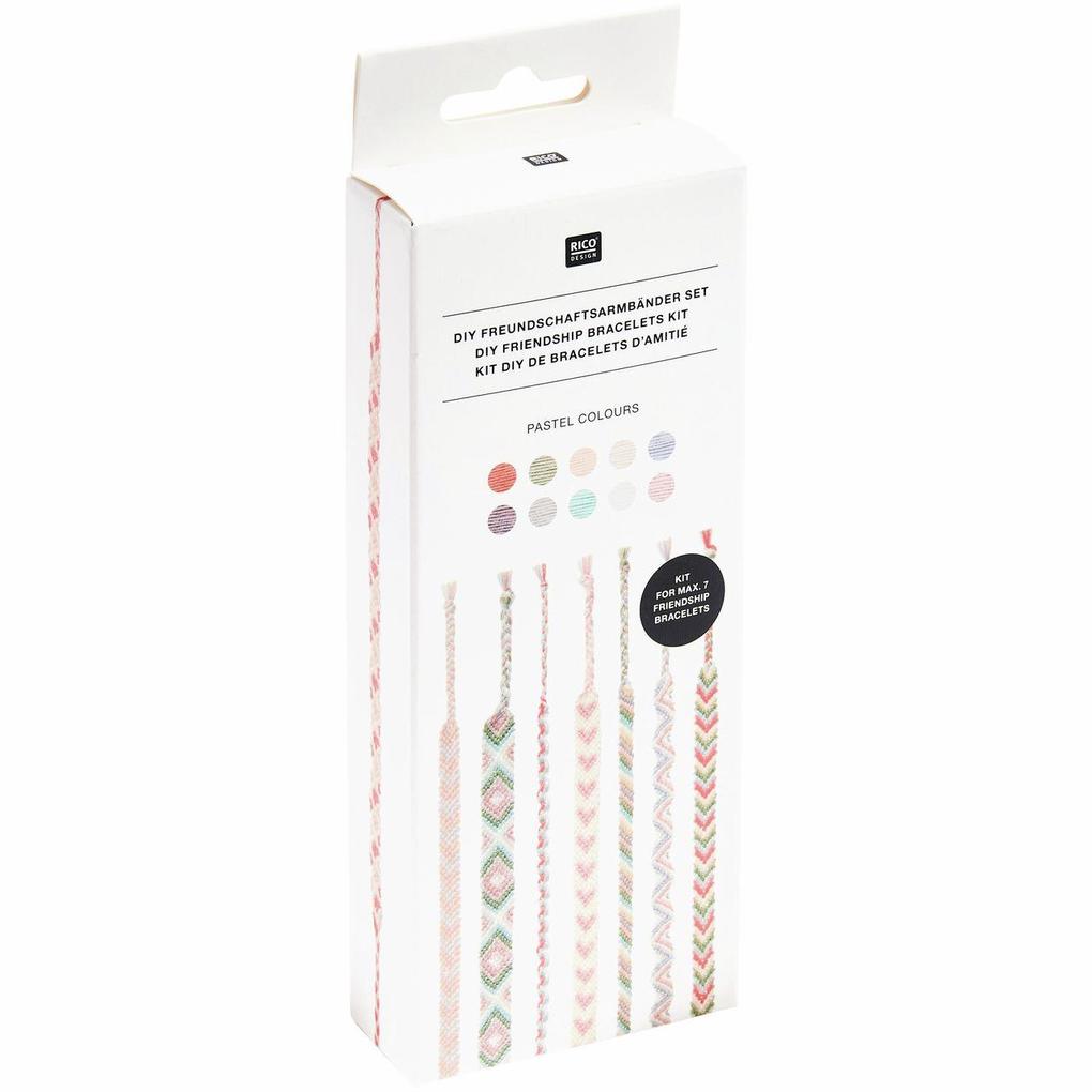 DIY Freundschaftsarmbänder Set Pastel Colours10 x 8 m Stickgarn in 10 verschiedenen Farben 100 % Baumwolle Neon 100% Polyester