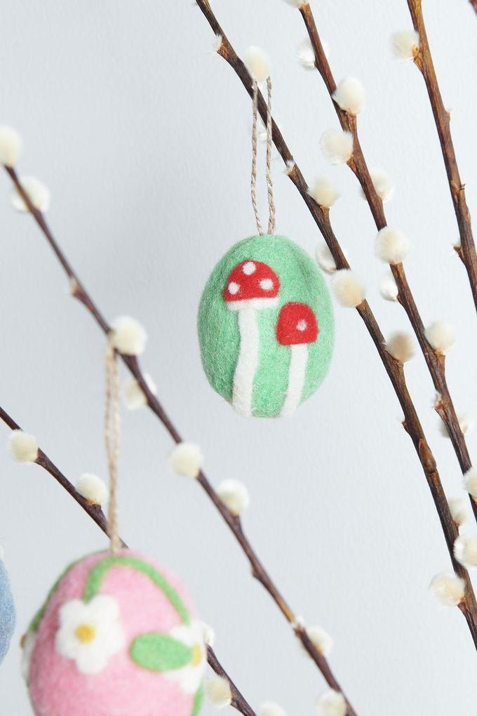 Aufhänger Filz-Ei Purpur-Blume Mint 78 x Ø 58cm