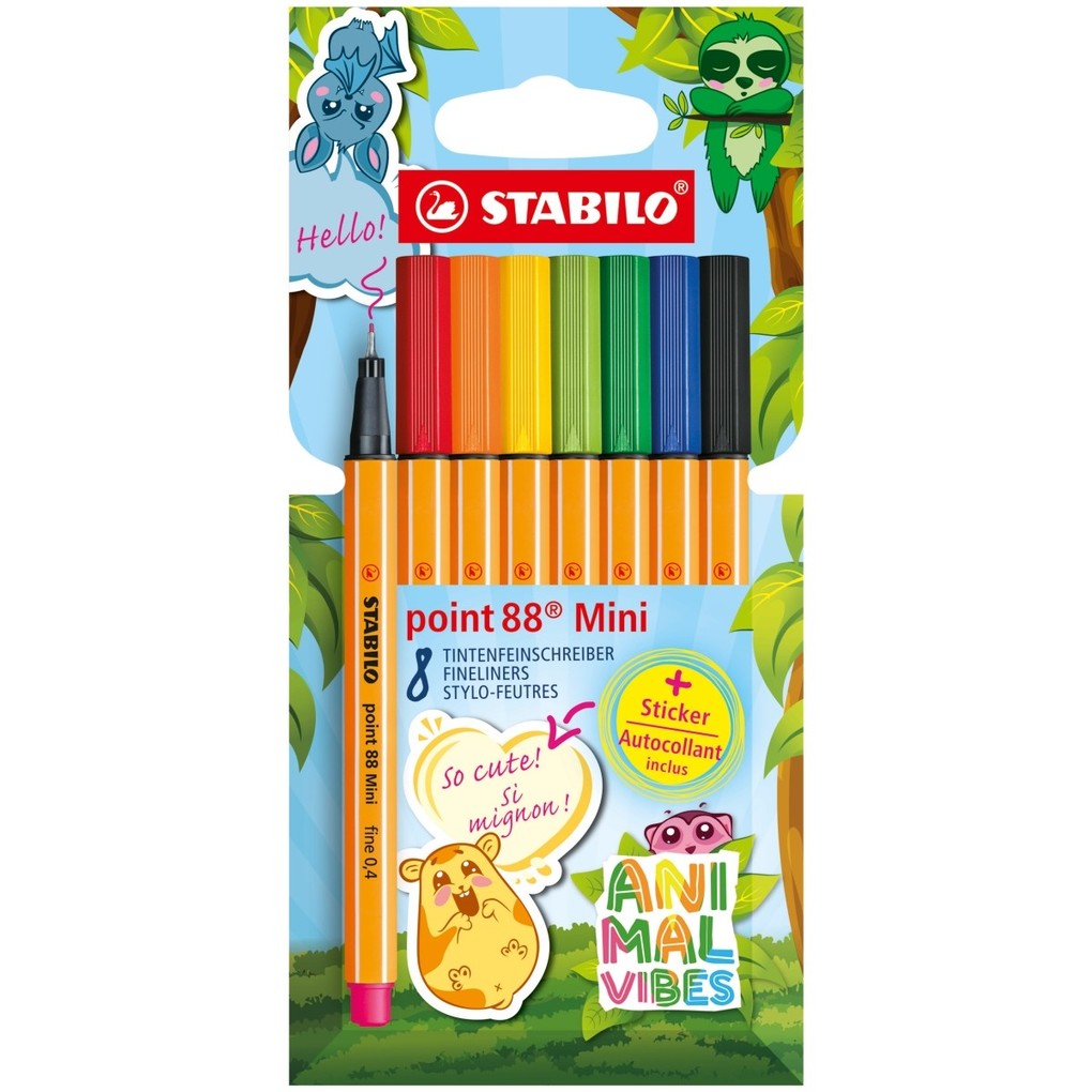 STABILO Fineliner point 88 Mini Animal Vibes 8er Set