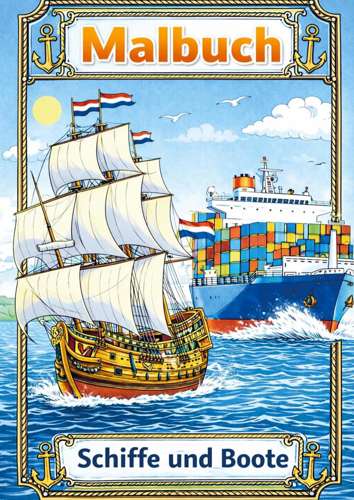 Malbuch Boote und Schiffe.