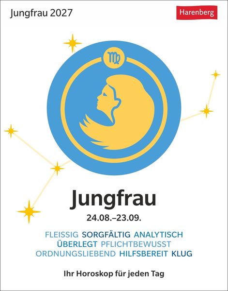 Jungfrau Sternzeichenkalender 2027 - Tagesabreißkalender - Ihr Horoskop für jeden Tag