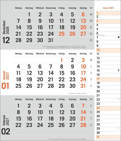 times&more 3-Monatsplaner orange 2027