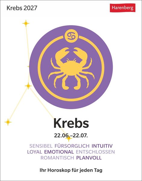 Krebs Sternzeichenkalender 2027 - Tagesabreißkalender - Ihr Horoskop für jeden Tag