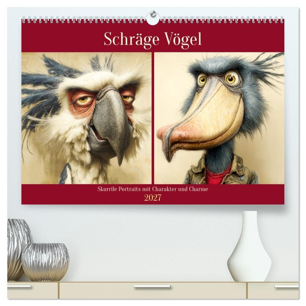 Schräge Vögel. Skurrile Portraits mit Charakter und Charme (hochwertiger Premium Wandkalender 2027 DIN A2 quer) Kunstdruck in Hochglanz