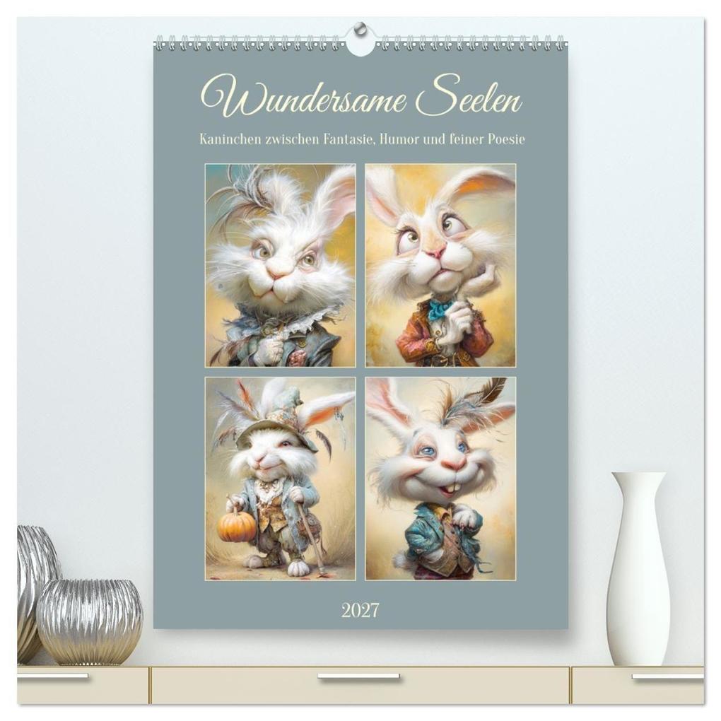 Wundersame Seelen. Kaninchen zwischen Fantasie Humor und feiner Poesie (hochwertiger Premium Wandkalender 2027 DIN A2 hoch) Kunstdruck in Hochglanz