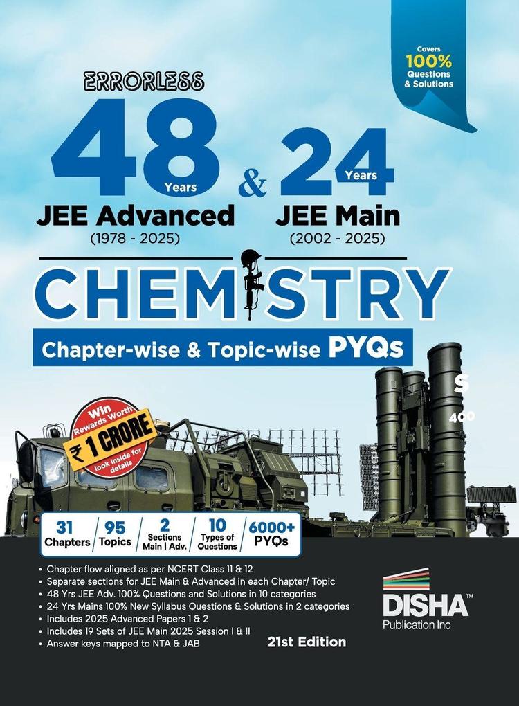 Disha Errorless 48 Years JEE Advanced (1978 - 2025) & 24 Year JEE Main (2002 - 2025) CHEMISTRY Chapter-wise & Topic-wise PYQs Book 21st Edition | Solved Papers Question Bank in NCERT Flow for JEE 2026
