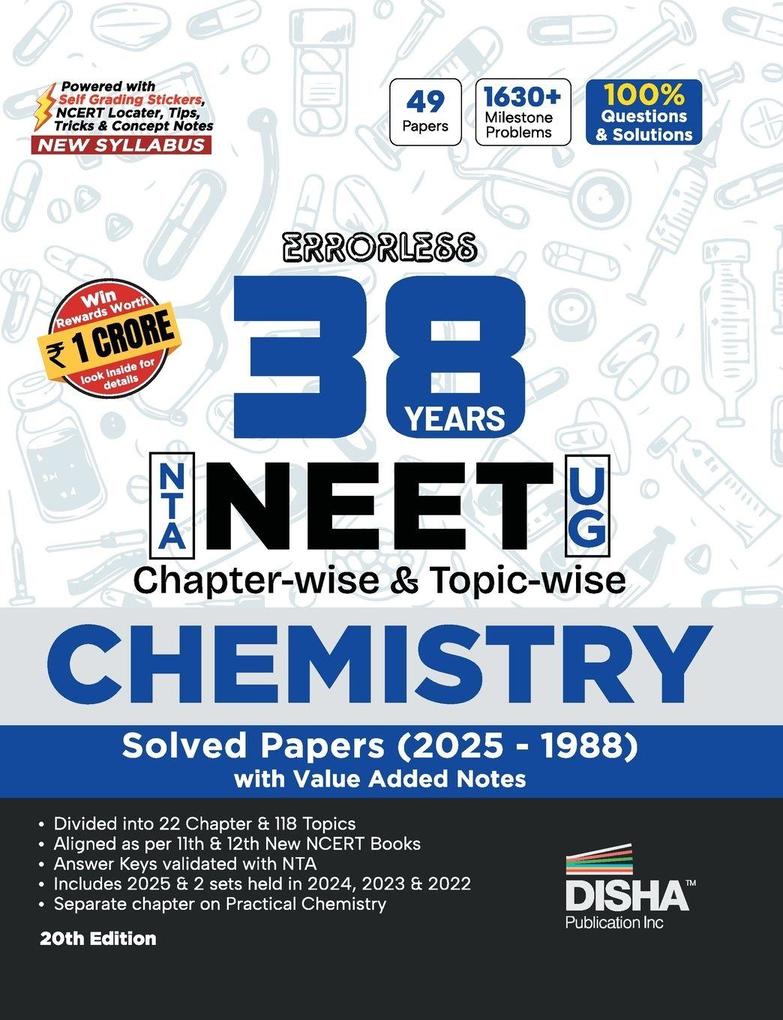 Disha Errorless 38 Years NTA NEET (UG) Chapter-wise & Topic-wise Chemistry PYQ (2025 - 1988) Book 20th Edition | Solved Papers | New NCERT Syllabus | Errorless Chemistry NEET 2026 | Value Added Notes