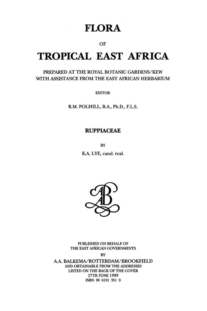 Flora of Tropical East Africa - Ruppiaceae (1989)