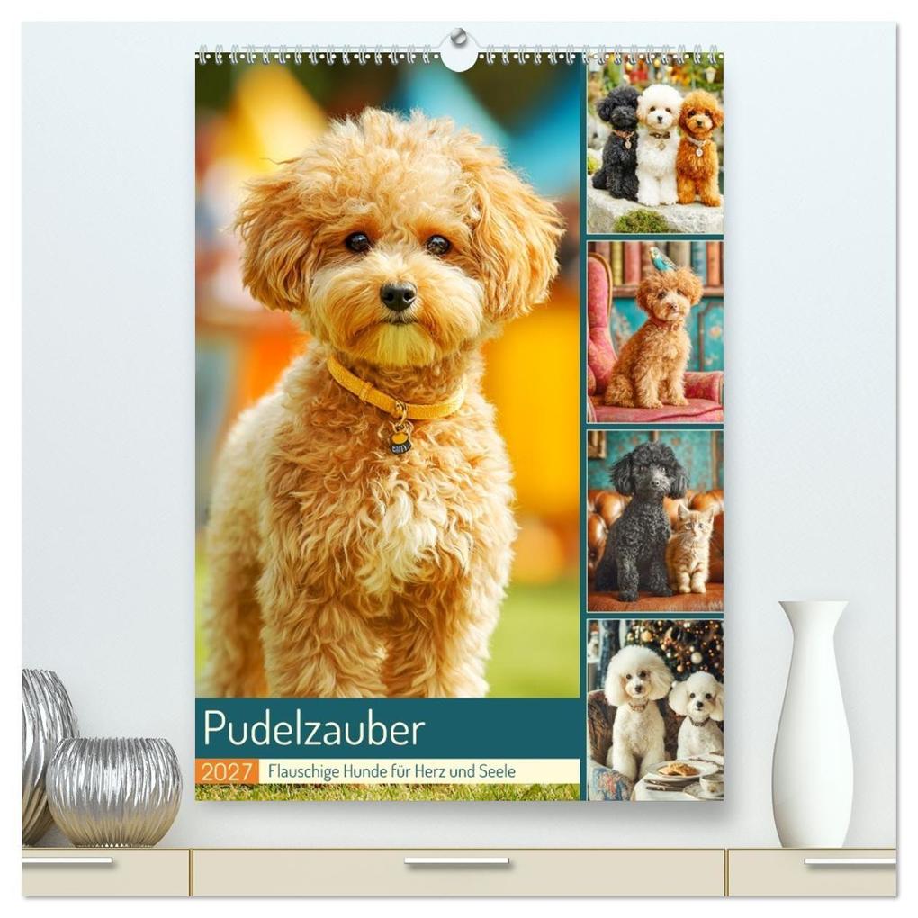 Pudelzauber. Flauschige Hunde für Herz und Seele (hochwertiger Premium Wandkalender 2027 DIN A2 hoch) Kunstdruck in Hochglanz