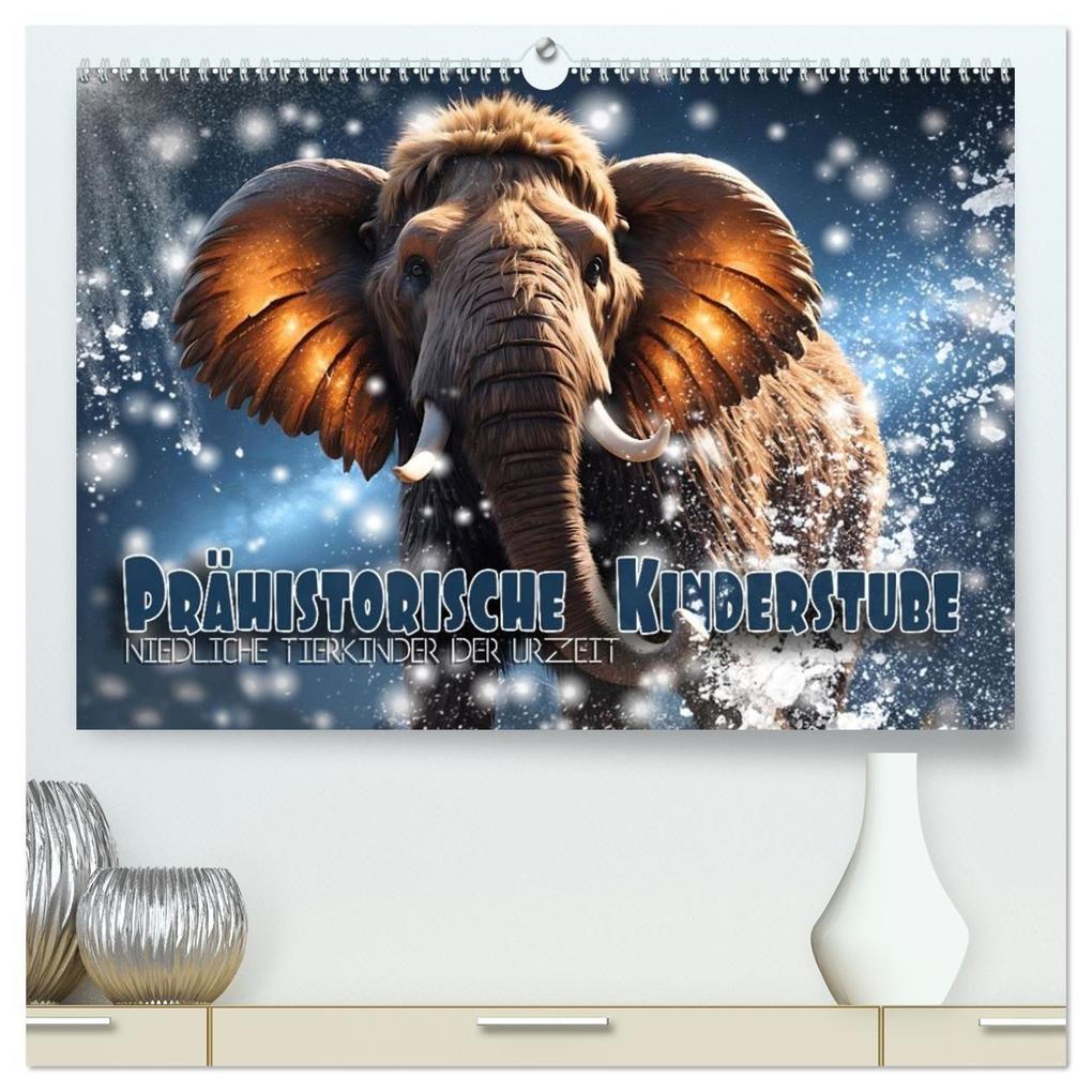 Prähistorische Kinderstube - niedliche Tierkinder der Urzeit (hochwertiger Premium Wandkalender 2027 DIN A2 quer) Kunstdruck in Hochglanz