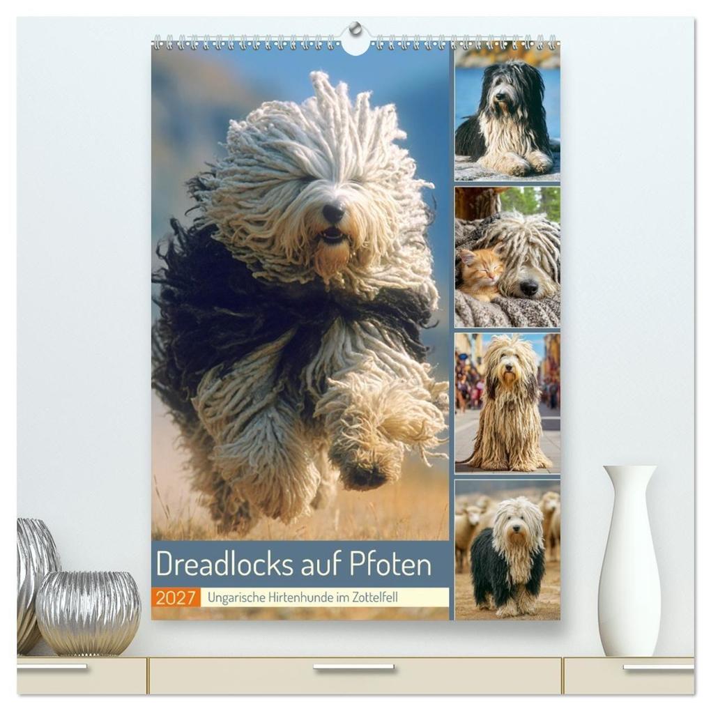 Dreadlocks auf Pfoten. Ungarische Hirtenhunde im Zottelfell (hochwertiger Premium Wandkalender 2027 DIN A2 hoch) Kunstdruck in Hochglanz