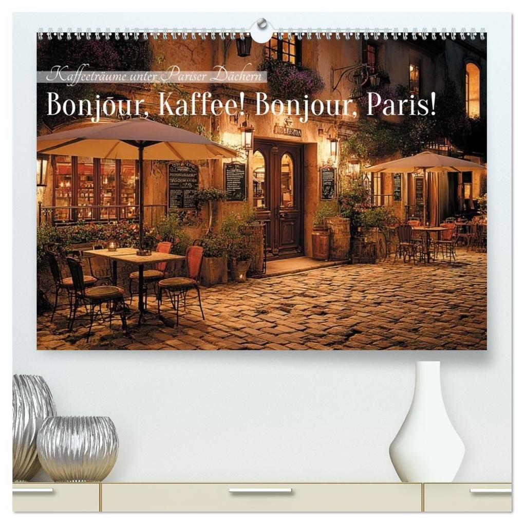 Bonjour Kaffee! Bonjour Paris! (hochwertiger Premium Wandkalender 2027 DIN A2 quer) Kunstdruck in Hochglanz