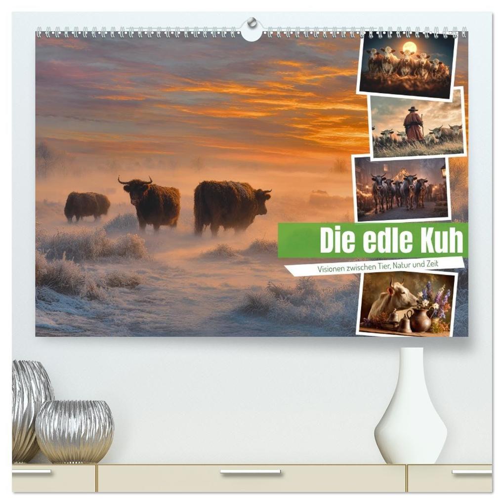 Die edle Kuh (hochwertiger Premium Wandkalender 2027 DIN A2 quer) Kunstdruck in Hochglanz