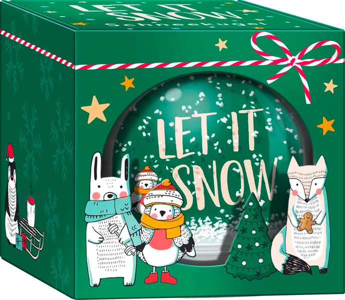 Weihnachtswunderland Schneekugel klein zum Selbstgestalten: Let it Snow / Cute Christmas Friends