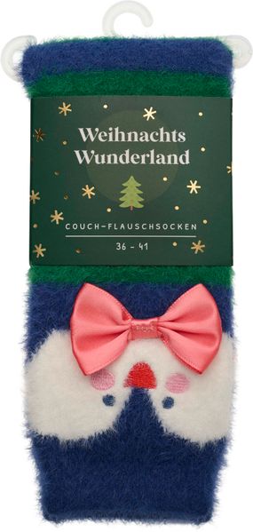 Weihnachtswunderland Couch-Flauschsocken Pinguin Größe 36-41