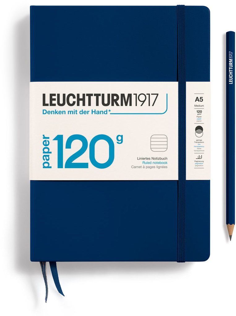 Notizbuch Medium (A5) 120g Edition Hardcover 203 nummerierte Seiten Marine liniert