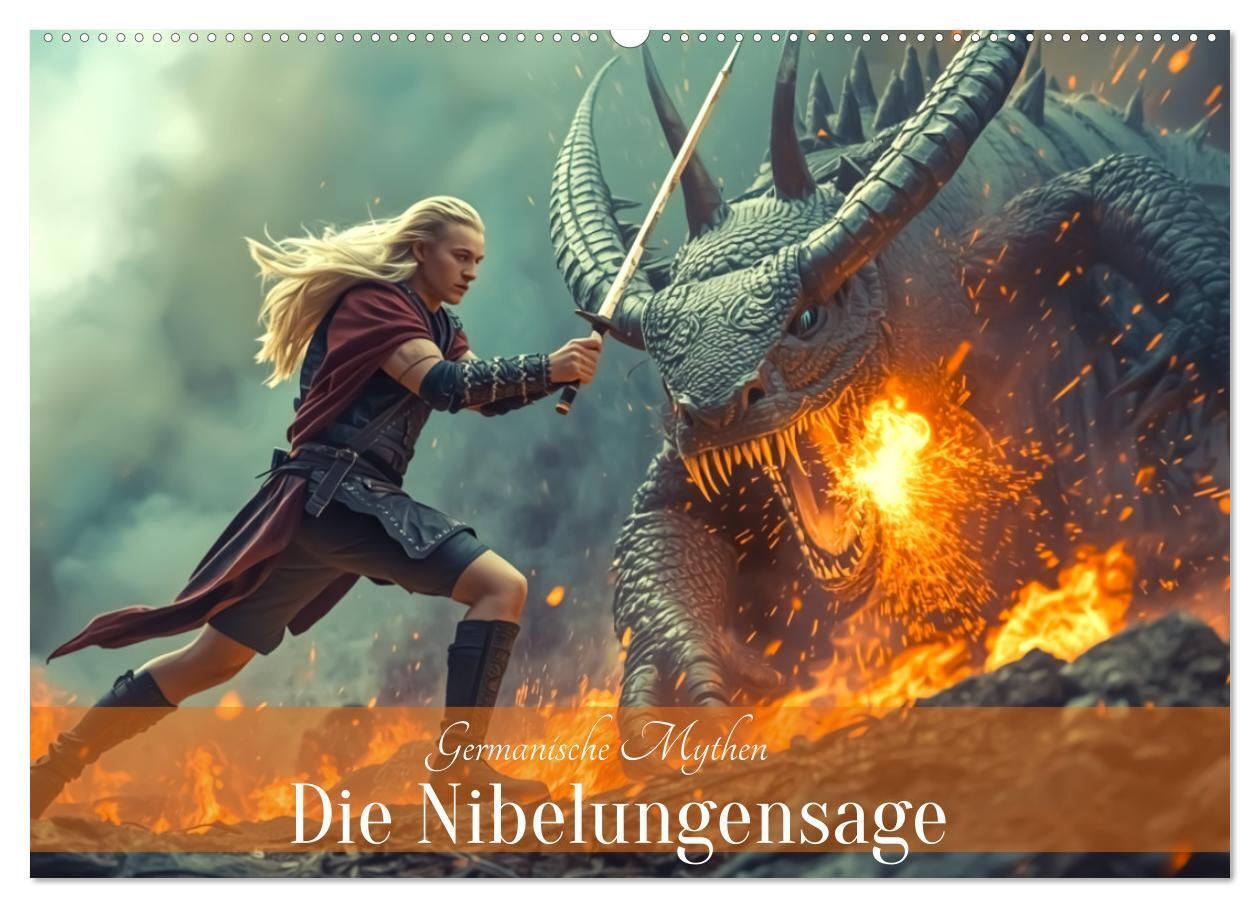 Germanische Mythen - Die Nibelungensage (Wandkalender 2027 DIN A2 quer) CALVENDO Monatskalender