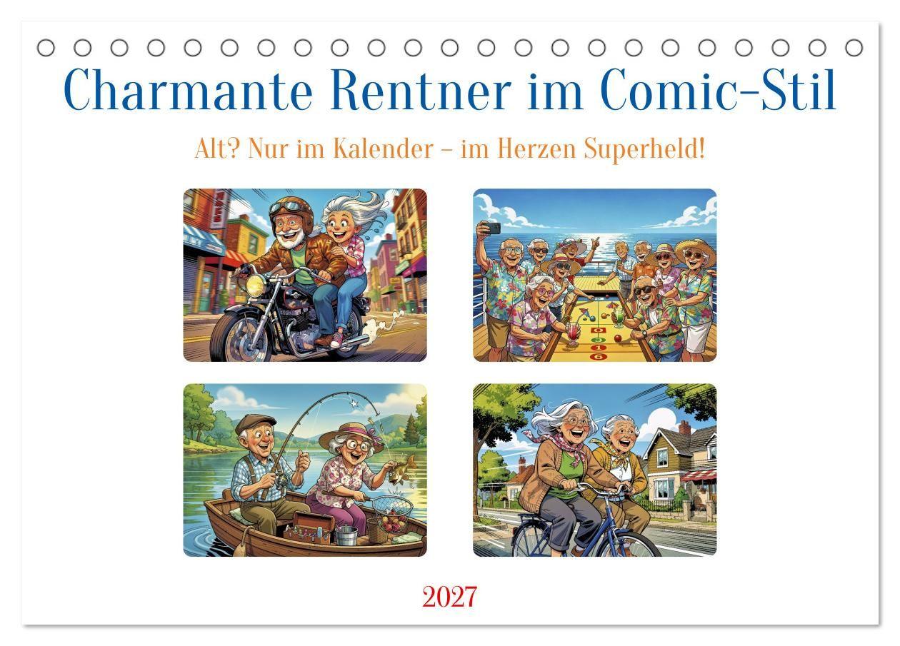 Charmante Rentner im Comic-Stil (Tischkalender 2027 DIN A5 quer) CALVENDO Monatskalender