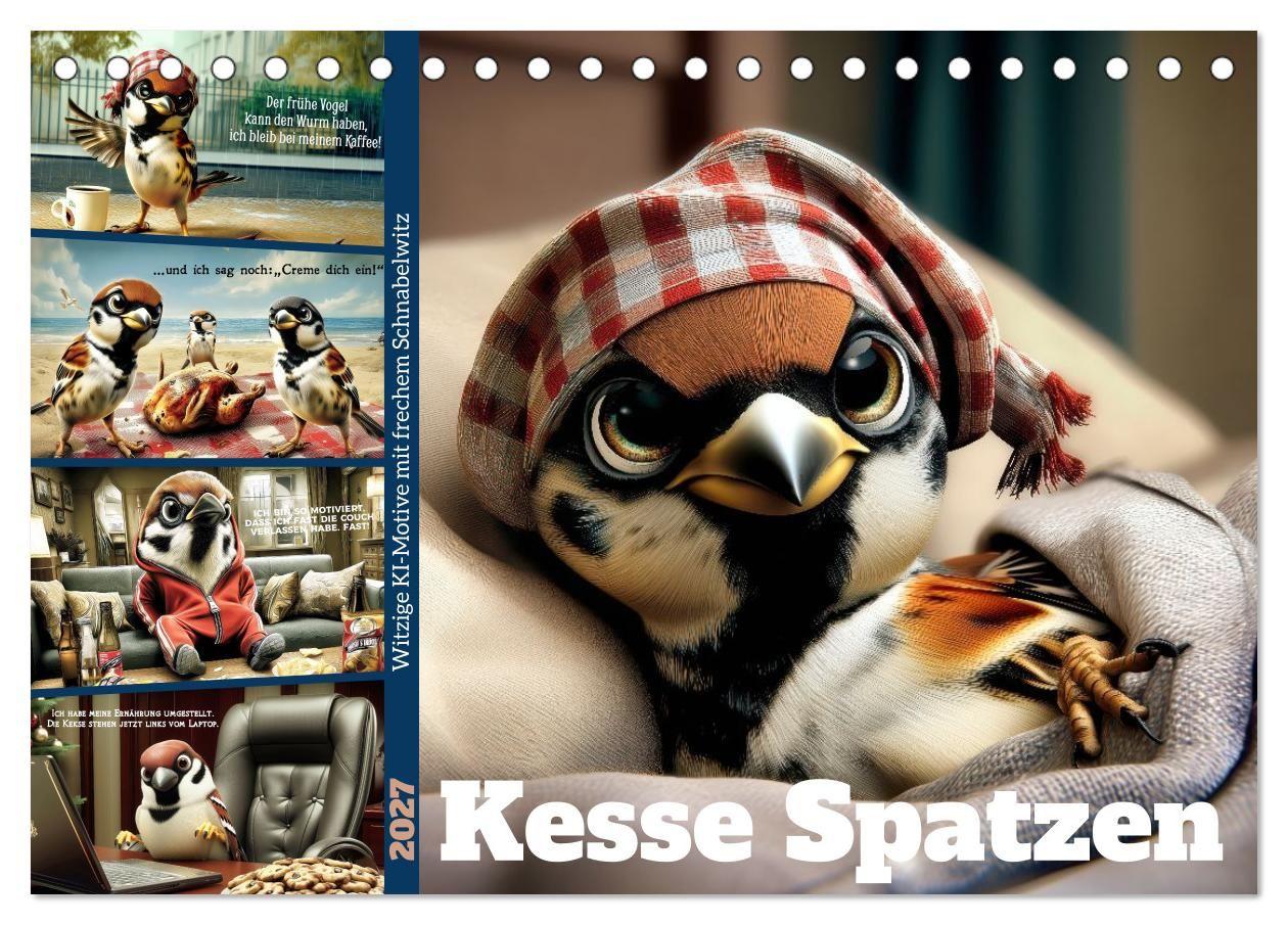 Kesse Spatzen (Tischkalender 2027 DIN A5 quer) CALVENDO Monatskalender