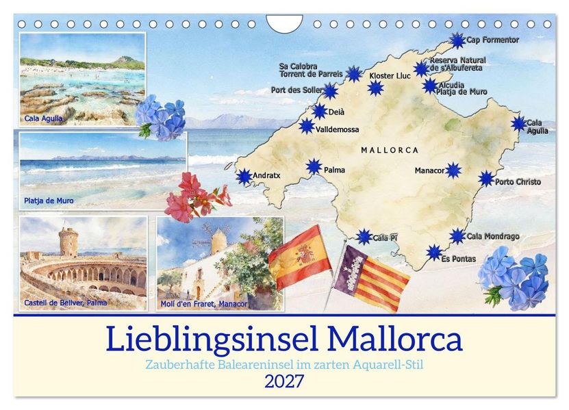Lieblingsinsel Mallorca (Wandkalender 2027 DIN A4 quer) CALVENDO Monatskalender