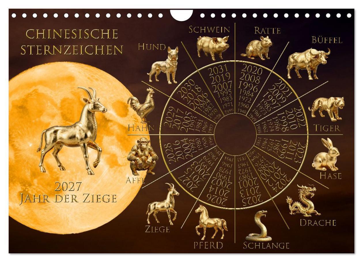 Chinesische Sternzeichen (Wandkalender 2027 DIN A4 quer) CALVENDO Monatskalender