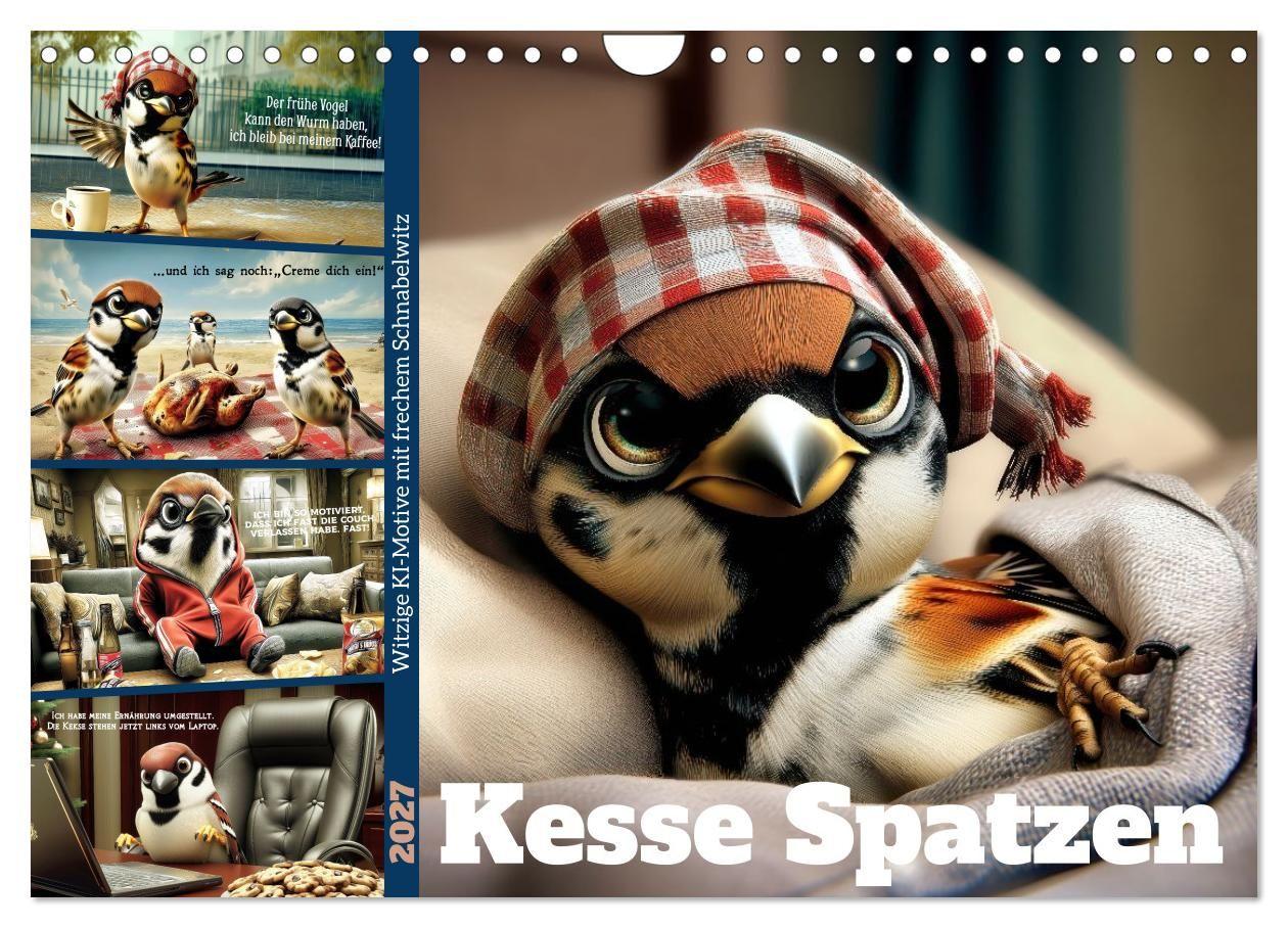 Kesse Spatzen (Wandkalender 2027 DIN A4 quer) CALVENDO Monatskalender