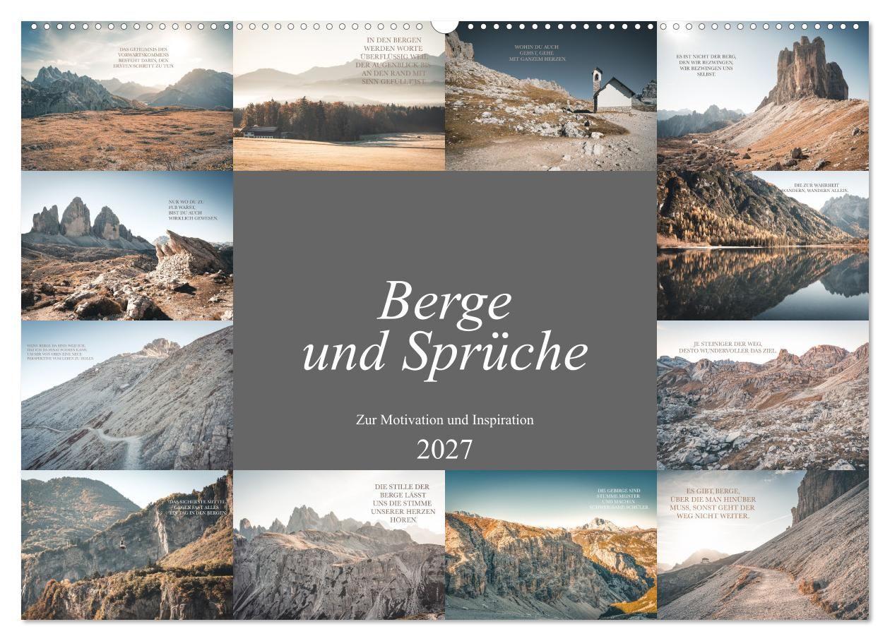 Berge und Sprüche zur Motivation und Inspiration (Wandkalender 2027 DIN A2 quer) CALVENDO Monatskalender