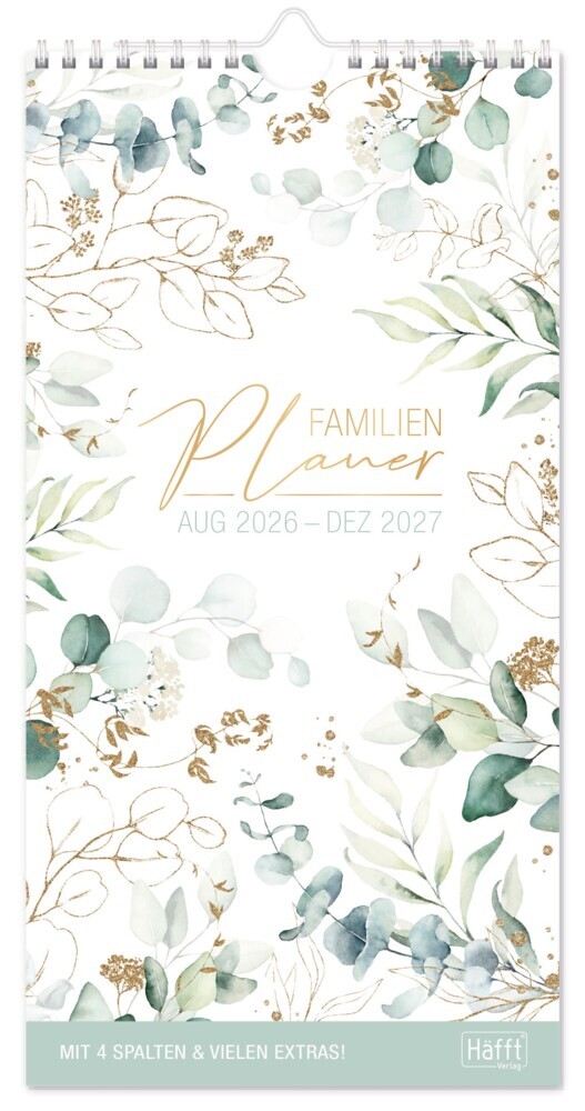 Familienplaner 26/27 Kompakt [Blattgold] 4-spaltig 17 Monate