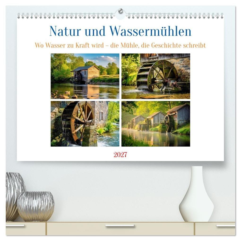 Natur und Wassermühlen (hochwertiger Premium Wandkalender 2027 DIN A2 quer) Kunstdruck in Hochglanz