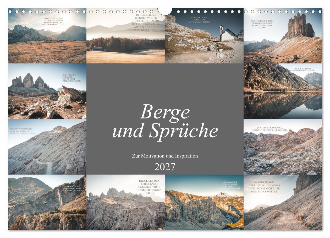 Berge und Sprüche zur Motivation und Inspiration (Wandkalender 2027 DIN A3 quer) CALVENDO Monatskalender