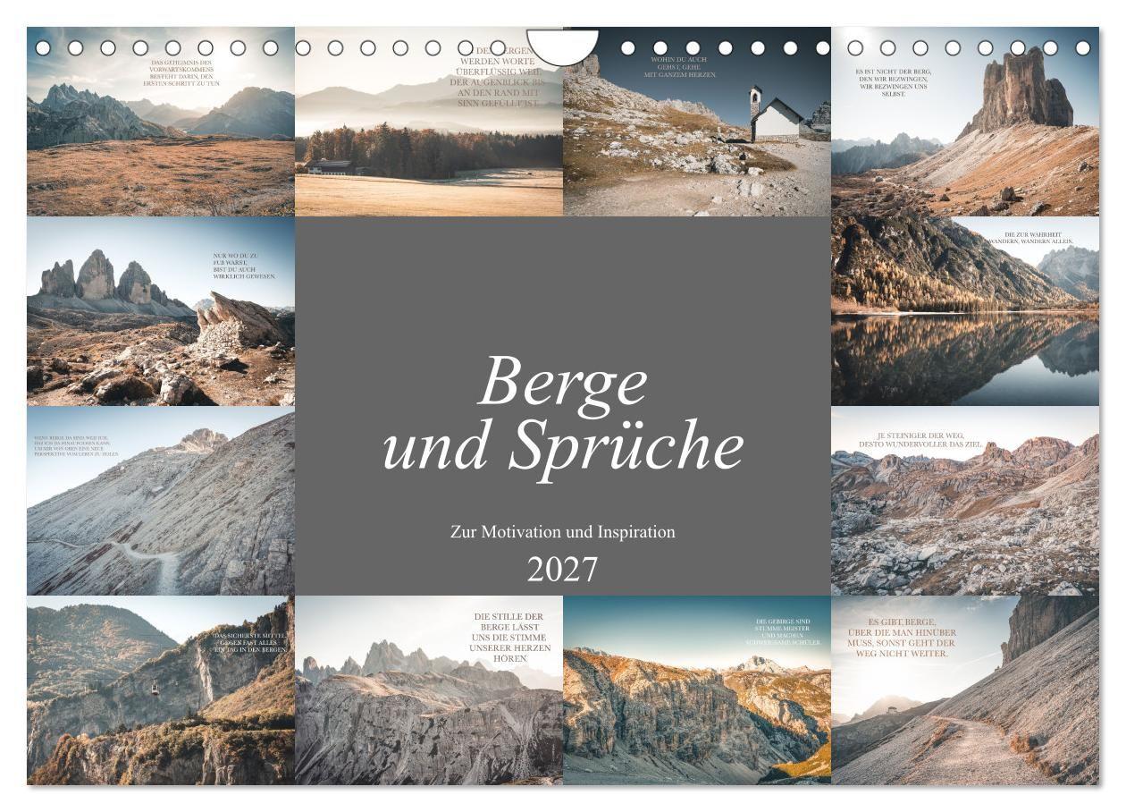 Berge und Sprüche zur Motivation und Inspiration (Wandkalender 2027 DIN A4 quer) CALVENDO Monatskalender